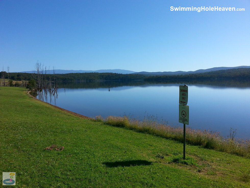 The designated swimming area at Blue Rock Lake