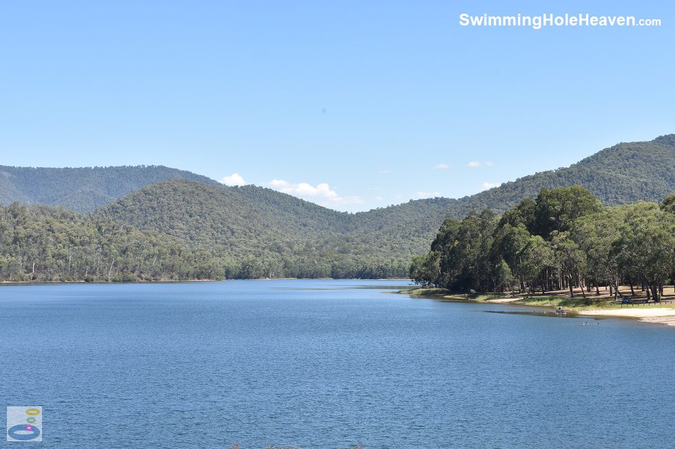View of Lake William Hovell overlooking the designated swimming area