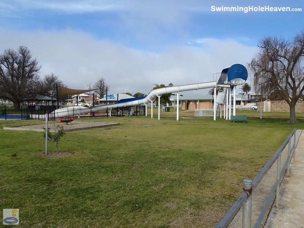 The water slide on the Yarrawonga foreshore, adjacent to the splash pad